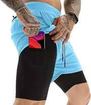 [OEBLD] Mens Athletic Shorts 2-in-1 Gym Workout Running 7'' Shorts with Towel Loop
