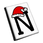 Letter N Christmas Hat Passport Holder Cover Case Red Santa Father Kids Alphabet
