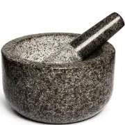 Large 4 Cup Granite Mortar and Pestle with Garlic Peeler - Ideal for Salsas