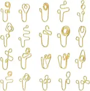 GORGECRAFT 1 Box 20 Pieces 20 Styles Golden Artificial Nose Cuff Various Shapes Metal Brass African Twist Hoop Ring for Clip-on to Body No Piercing Required Jewellery