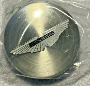 ASTON MARTIN WHEEL CENTRE BADGE BRUSHED SILVER / BLACK SET of 4, NEW OEM