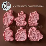 Unicorn theme cookie cutter with stamp / embosser, 12 pieces set.