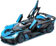 1:24 Diecast Bugatti Bolide Blue Metal Pull-Back Car | 6 Openable Doors & Detail