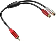 SYSTEM-S Y RCA Cable 25 cm 1 Pin Male to 2 x Female Audio in Black