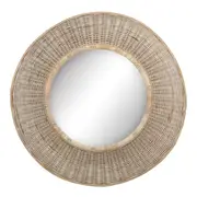 Ali Round/Circle Rattan and Wood Wall Mirror - SML