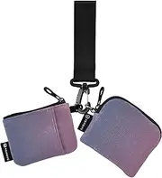 [Caihoyu] Blue Pink Gradient Women's Card Cases Change Holder Mini Fashion Business Card Case Money Organizer with Zipper Pocket for Women Men 2 Pcs, Multicolor, 4.13"(L) x 3.5"(W), Travel Accessory