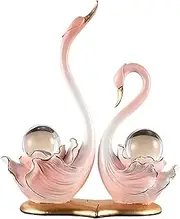 Generic 2 Pieces Swan Statues Sculpture Souvenir Gift Couple's Home Decorations Crafts Animal Statue Decoration for Book Shelf Decor, Pink