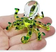 2⅜" L Green Octopus Glass Squid Miniature Sealife Aquarium Decor Animal Figurine