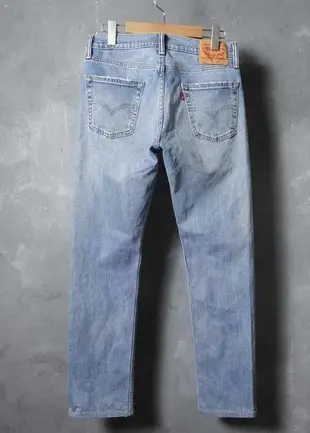 美國品牌 LEVI'S 513 小R標 淺藍仿舊刷紋 小直筒 彈性牛仔褲 30腰