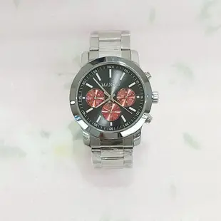 ＊迪奧小店＊MANGO三圈紅眼功能女錶男錶手錶鋼錶39mm/中性風格/星期24小時日期/藍寶石水晶/特價/經典黑