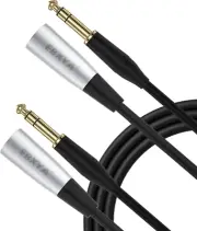 3Ft 1/4" TRS to XLR Male Microphone Mic Cable Balanced with 3-Pin, 2 Packs