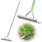 Thatch Rake Lawn Dethatcher Rake for Lawn Double-Sided Thatching Rake Efficie...
