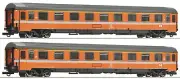 ROCO 74033 Scale Ho Set Two Coaches Eurofima for Train Quick Ec Mont Cenis FS