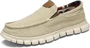 [Asifn] Mens Canvas Loafers Fashion Casual Breathable Lightweight Slip on Shoes Comfortable Walking Outdoor Driving Shoes