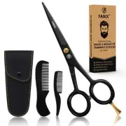 5” Professional Beard Mustache Scissors with 1 Beard Comb, 1 Mustache Comb