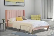 Istyle Modern Classic Herman Double Velvet Bed Frame Pink with Gold Legs