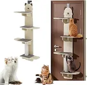 Door Hanging Cat Shelf, Door Mounted Cat Climber, Pet Jump Shelf, 4 Levels Multi Level Door Hanging Cat Tree with Shelves, for Indoor Cats, Climb Without Taking Up Floor Space (A)