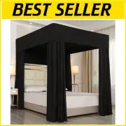 Elegant Black Four Corner Post Canopy Curtains for Modern Bedrooms - Pack of 1