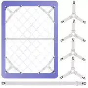 4+1 Pcs Elastic Bed Sheet Straps with Metal Clips for Fitted Bedding Sheets