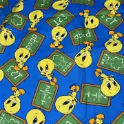 Vintage Tweety Bird Cotton Fabric 1 1/4 Yds 44 In wide Blue and Yellow
