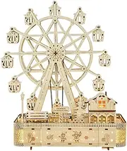 3D Wooden Puzzle DIY Wooden Creative Ferris Wheel CraftsRotatable Music Wooden Ferris Wheel Model Creative Decorative Ferris Wheel Puzzles for Adults Teen Girls and Boys Birthday