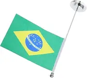 TEHAUX Small Brazil Desk Flag with Base Polyester Flag Holder for Home Restaurant and Hotel Tabletop Display Easy to Clean Adds Festive Atmosphere Simple Installation