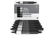 6pc Winsor & Newton ProMarker Drawing Marker Art Pen Sketching Set Neutral Tones