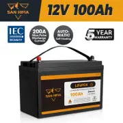 San Hima 12V 100Ah Lithium Iron Phosphate Battery w/ Self-heating & Bluetooth