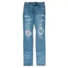 Amiri DISTRESSED DENIM HAWAIIAN PATCHWORK ROSEBOWL MX1 SKINNY size 29