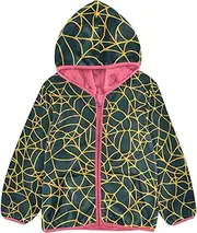 [GuoChe] Girls Sherpa Lined Happy Halloween Gold Spiderwebs Toddler Girl Fleece Peach Fall Baby Girl Clothes 3-10T