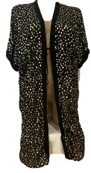 ts Taking Shape Cardi Jacket Size M 18 20 Gold & Black Sheer Cover Up Style NWT