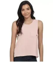 Obey HARPER Rose Dust Blush Chest Pocket Hi Lo Slit Sides Back Junior's Tank Top
