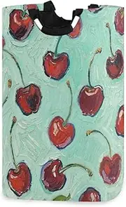 Cherry Fruit Green Art Painting laundry baskets, foldable and waterproof foldable storage cubes baskets with sturdy handle storage Decorativas blankets for pantry garage nursery