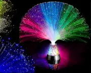 Led Fiber Optic Lamp, Led Colourful Changing Fibre Optic Fountain Night Light With Crystals Base, Multicolor Atmosphere Bedside Light