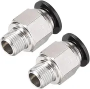 uxcell Straight Pneumatic Push to Quick Connect Fittings 1/8NPT Male x 8mm Tube OD Silver Tone 2pcs