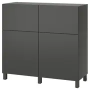 BESTÅ storage combination w doors/drawers, dark grey/Lappviken/Stubbarp dark grey, 120x42x112 cm
