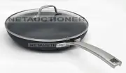 New CALPHALON Classic Hard Anodized AquaShield Nonstick 12" Fry Pan with Lid