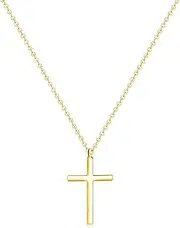 [Scaleer] Cross Pendant Necklace for Women 18K Gold Plated Stainless Steel Tiny Cross Necklace Simple Christian Religious Necklace for Girls