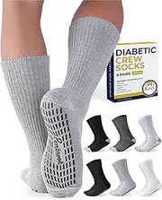Pembrook 6 Pairs Diabetic Socks with Grippers for Men & Women - 12 Colors Neuropathy Socks for Women | Edema Socks