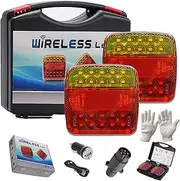 Wireless Trailer Lights Magnetic, 2025 New Waterproof Wireless Trailer Lights Kit, Portable Rechargeable Led Trailers Rear Light, Suction Base for Vehicle, Boats, Trucks, RVs (1*Set)