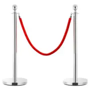 Red and Silver Velvet Stanchion Rope for Event Crowd Control Decor