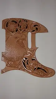 Leather pickguard Custom Hand Tooled Leather Telecaster "Floral Freedom" natu