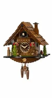 Quartz Cuckoo Clock Black forest house with music EN 409 QM NEW