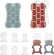 RdjEokf Baby Fruit Food Feeder & Freezer, Silicone Baby Fruit Food Feeder Pacifier, Nibble Tray Combo, Breastmilk Popsicle Molds, Teething Popsicle Molds