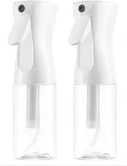 Continuous Mist Spray Bottle 10 ounces Clear Empty Bagless Refillable, Water Misting Sprayer with White Trigger (Pack of 2)(10oz/300ml)