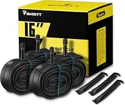 Bike Inner Tubes 16 inch x 1.5 1.75 1.8 1.85 1.9 1.95 2.00 2.1 2.125 2.2 2.25 2.3 2.35 2.4 with 3 Tire Levers (Schrader Valve 32mm) 4 Pack