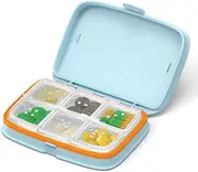 Pill Box Travel Compact Small Pill Container Organizer Fashion Daily Pill Case for Vitamin Supplements Medicine Storage (Blue)