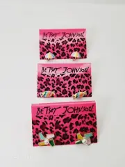 Betsey Johnson SET OF 3 RAINBOW COLORED ENAMEL Gold TONE STUD Earrings