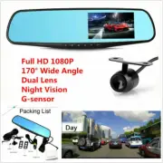 1080P 4.3"Car Dash Camera Dual Cam Vehicle Front Rear DVR Lens HD Video Recorder