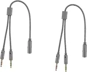 OSOLADY 2 Pcs Grey Microphone Audio Converters for Headphone Splitters Compatible with Tablets and Phones Supports Voice Calls and Wire Control Function for Music and Calls